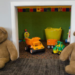 2 bears guarding kids cubby play area